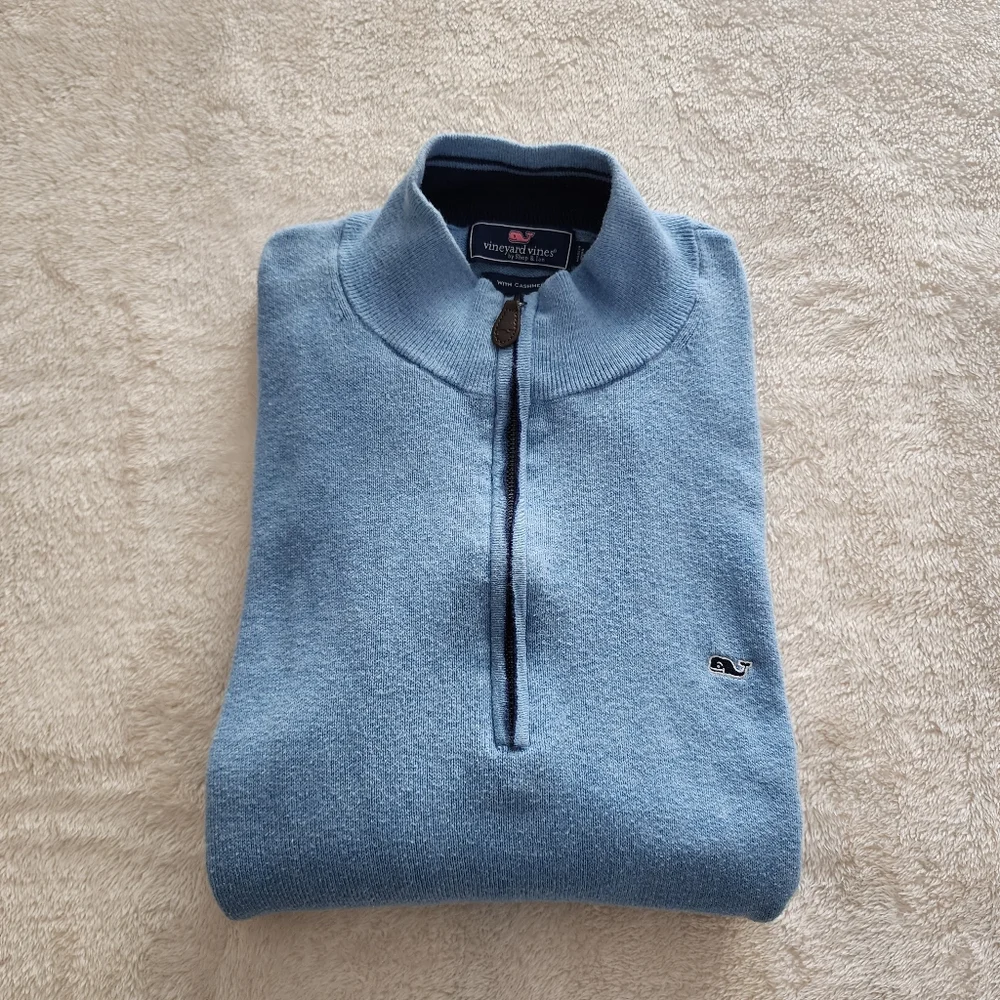 Vineyard Vines Palm Beach Cotton-Cashmere 1/4 Zip Sweater, Men's Large - GUC - Picture 8 of 8
